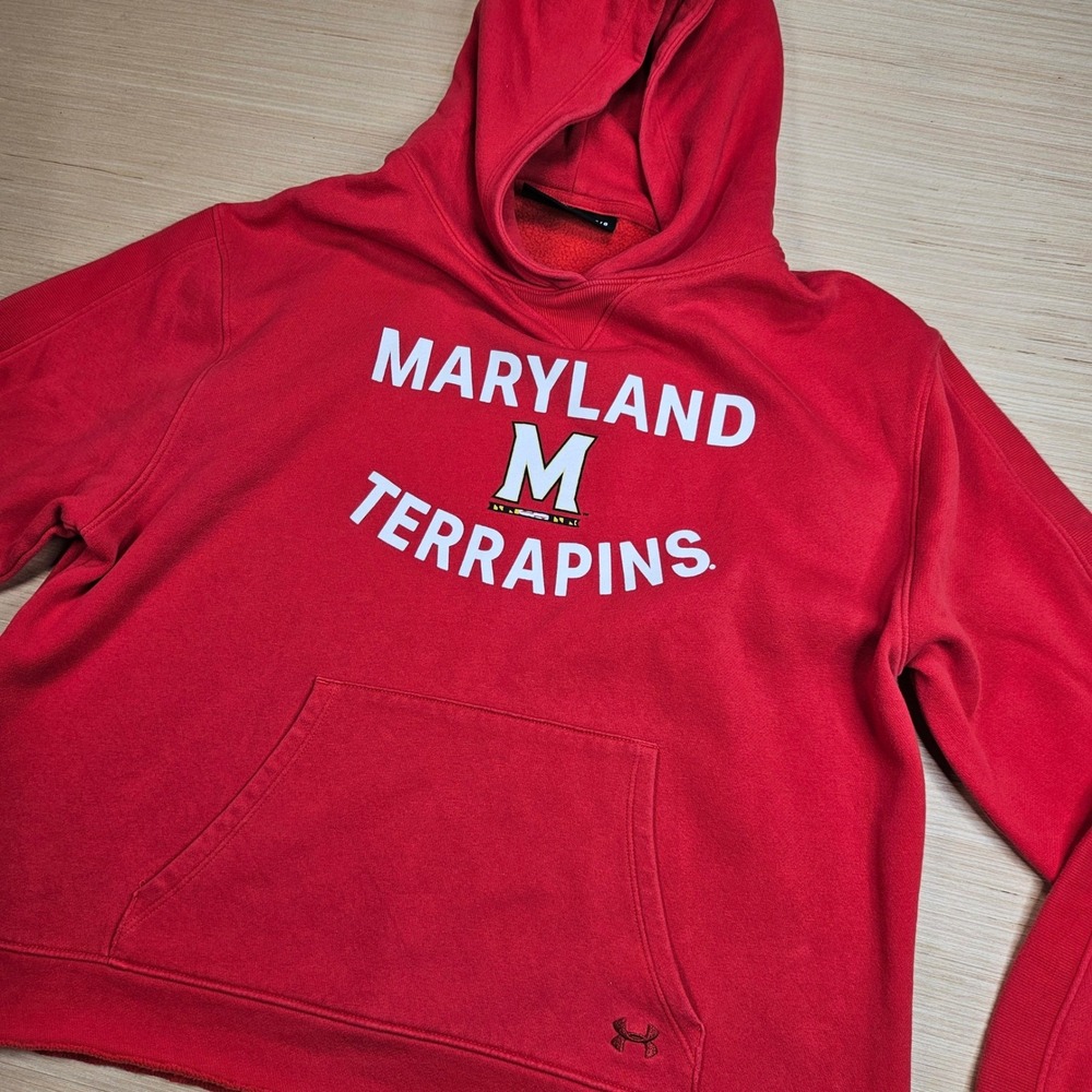 Under Armour Hoodie Women L Red Maryland Terrapins‎ NCAA Pullover Fleece